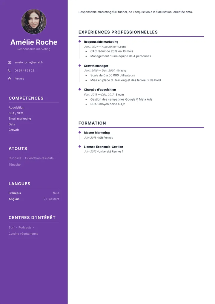 Modèle de CV Studio